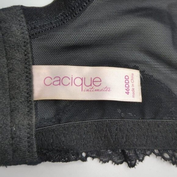 NEW Cacique Lane Bryant Womens Bra Smooth Satin Full Coverage Lace 46DDD Black - Picture 10 of 10